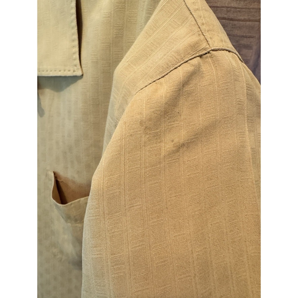 Tommy Bahama Mens Large 100% Silk Shirt‎ Tan Short Sleeve Button Up Large Bamboo - Picture 6 of 6